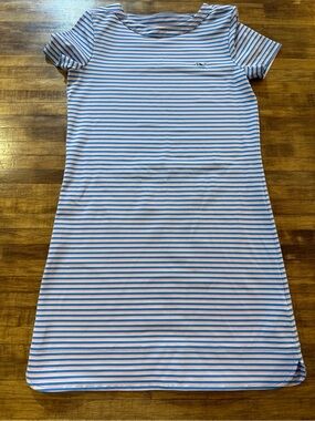 Vineyard Vines girls' performance dress Sz 10/12 pink and blue stripes (v1)